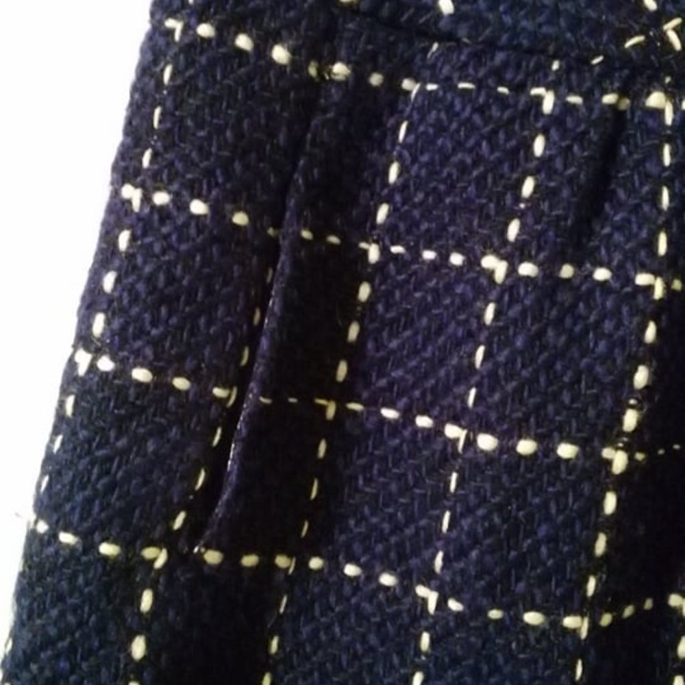 Maeve Anthropologie Skirt Tweed Navy White Plaid Lined - Picture 6 of 7
